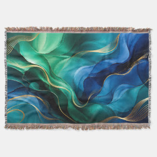Manta Líneas fluidas azul verdoso profundo