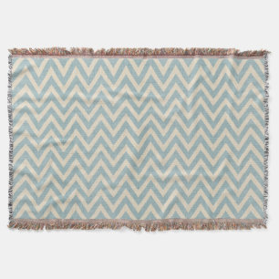 Manta Linen Rústico Beige y Chevron Azul