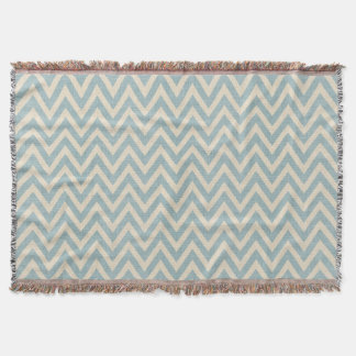 Manta Linen Rústico Beige y Chevron Azul