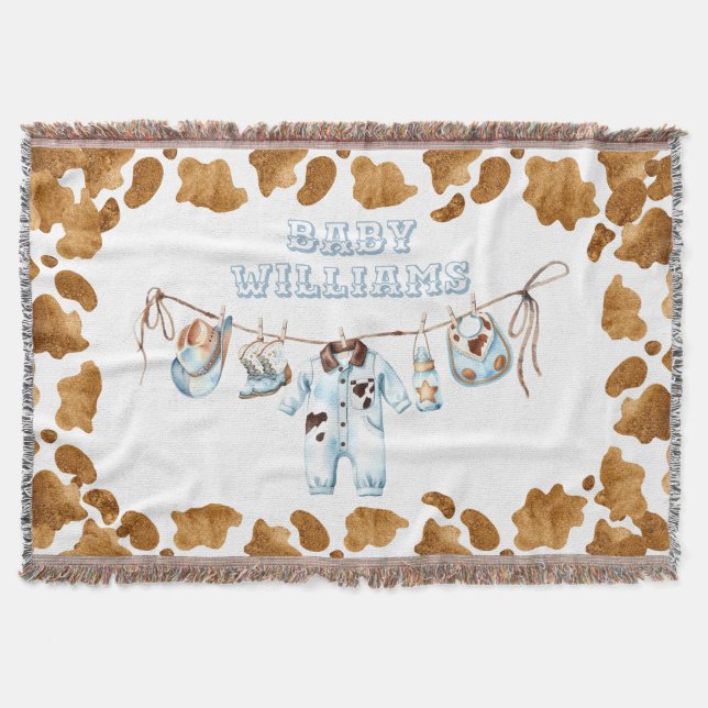 Manta Little Cowboy Clothesline WildWest Boy Baby Shower (Anverso)