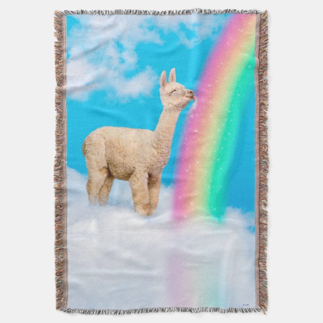Manta Llama: Arcoiris golpeando (Frente vertical)