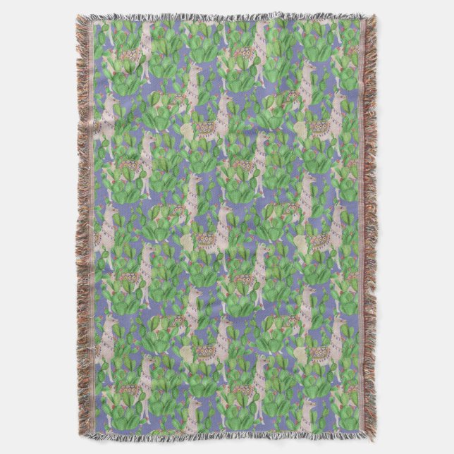 Manta Llama de la acuarela y modelo de Catus (Frente vertical)