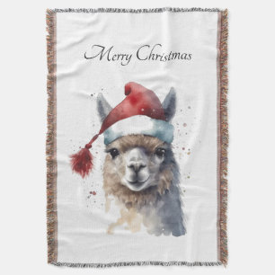 Manta Llama de Navidad sombrero de Santa con texto perso