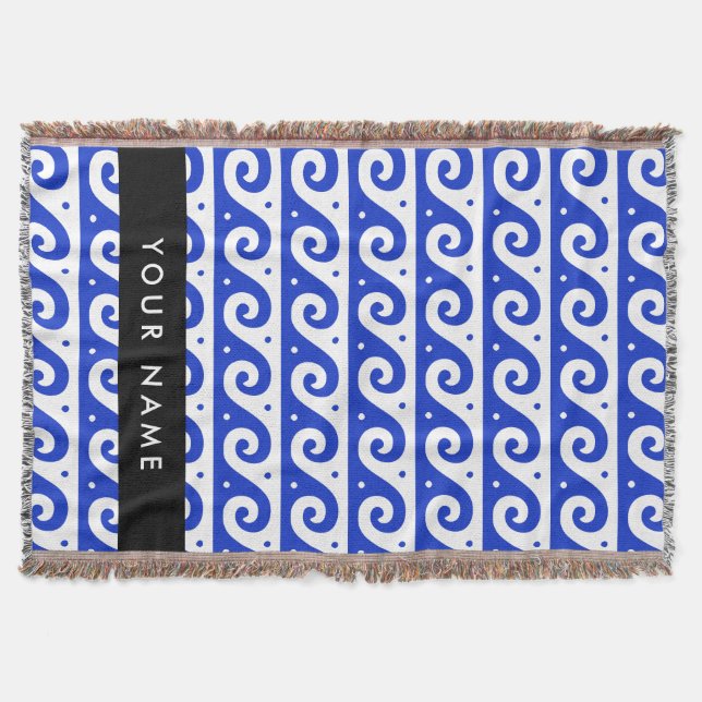 Manta Llave de malandrina griega, llave de ola, azul, tu (Anverso)