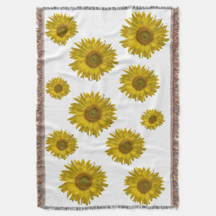 Manta Los girasoles amarillos dispersos en blanco