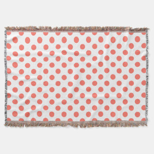Manta Los puntos de la polka de coral vivos en blanco