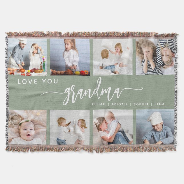 Manta Love You Grandma 8 Photo Collage Sage Green (Anverso)