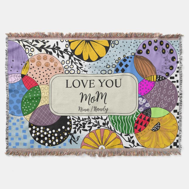 Manta "Love You Mom" Personalized Abstract Throw Blanket (Anverso)