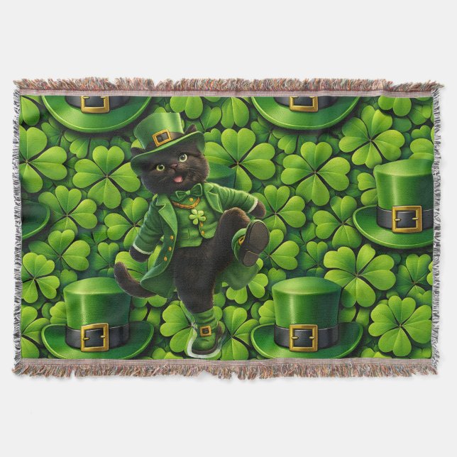 Manta Lucky leprechaun black cat Saint Patrick's Day Pat (Anverso)