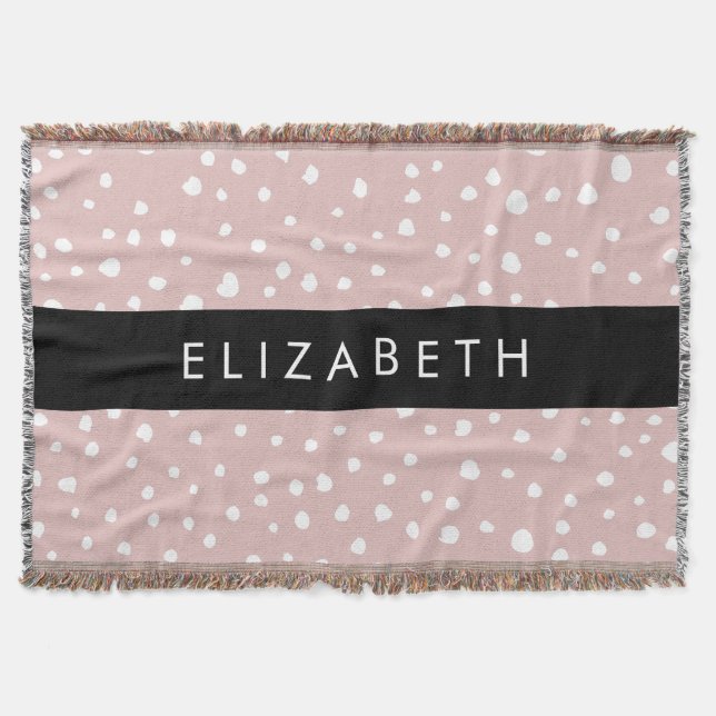 Manta Lugares dálmatas rosados, puntos dálmatas, tu nomb (Anverso)