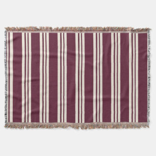 Manta Lujo Burgundy Marfil Rayado Moderno