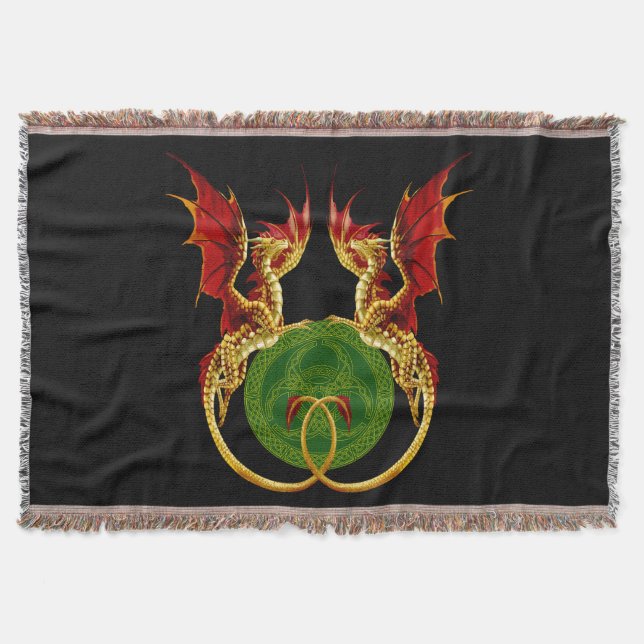 Manta Luna Creciente Celta Y Dragones (Anverso)