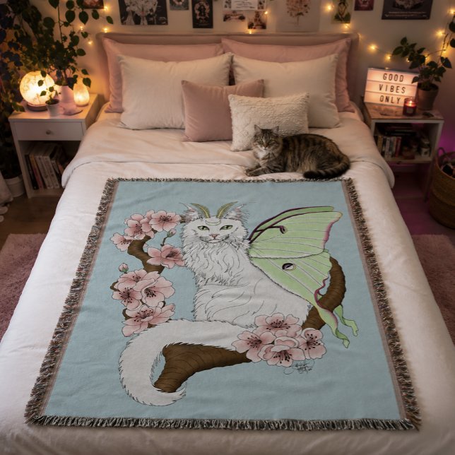Manta Luna Moth Luna Blanco Gato Verde (Subido por el creador)