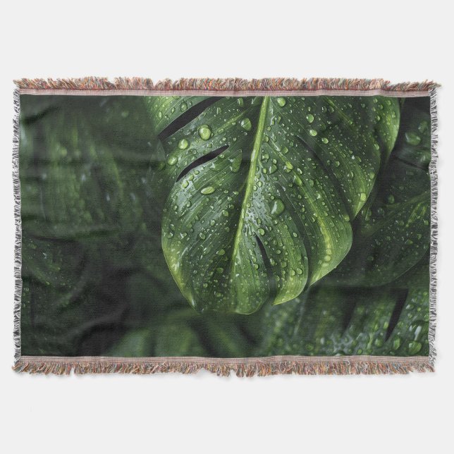 Manta Lush Monstera Leaves with Morning Dew Drops (Anverso)