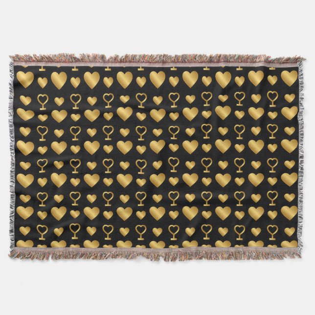 Manta Luxury Black Gold Foil Hearts  (Anverso)