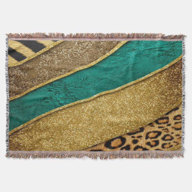Manta Luxury Emerald & Gold Safari Leopard Zebra Glitter (Anverso)
