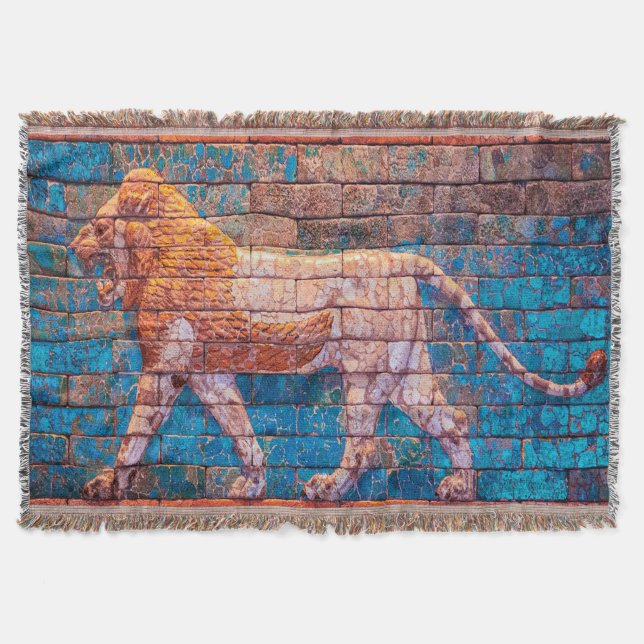 Manta Lyon of Babylon woven jackard blanket (Anverso)