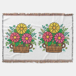 Manta Macetero de madera floral retro alegre