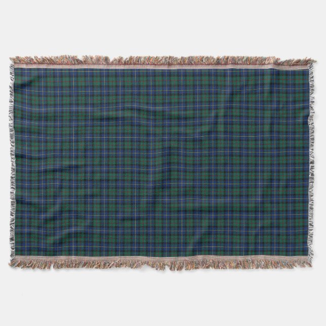 Manta MacLeod azul oscuro y verde de clan Skye Plaid (Anverso)