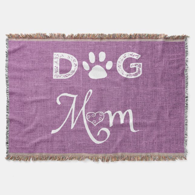 Manta Magenta Burlap Dog Mom Throw Blanket (Anverso)