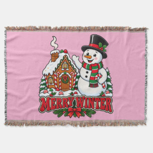 Manta mágica de invierno de hombre de nieve retro