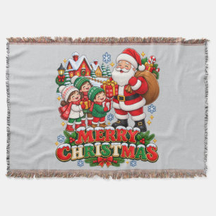 Manta mágica de Navidad para niños con Santa retro