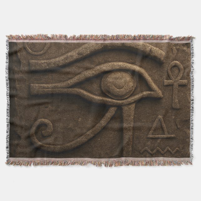 Manta Majestic Eye of Horus Pharaonic Throw Blanket (Anverso)