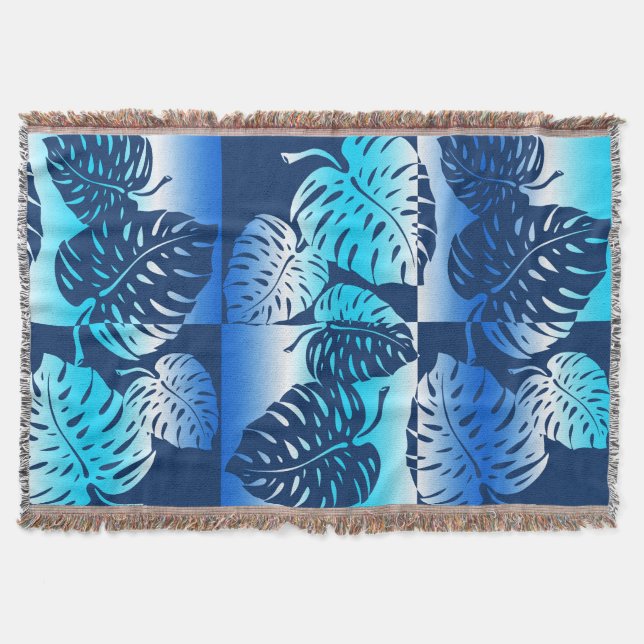 Manta Makua Monstera Hawaiian Blend Blankets a rayas (Anverso)