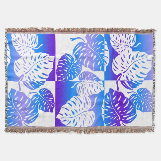 Manta Makua Monstera Hawaiian Blend Blankets a rayas (Anverso)