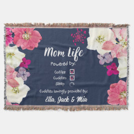 Manta Mami Life Coffee & Sleep Floral Name Throw Blanket