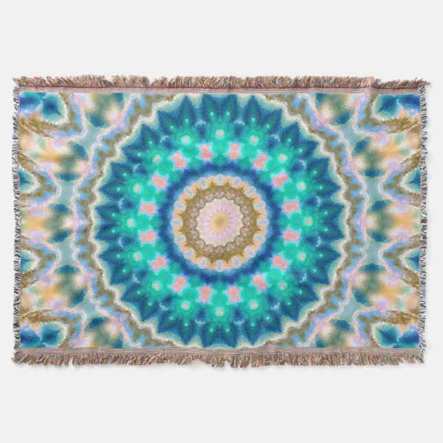 Manta Mandala amarilla turquesa (Anverso)