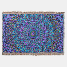 Manta Mandala Boho Azul Verde azulado Purple Peacock Ori