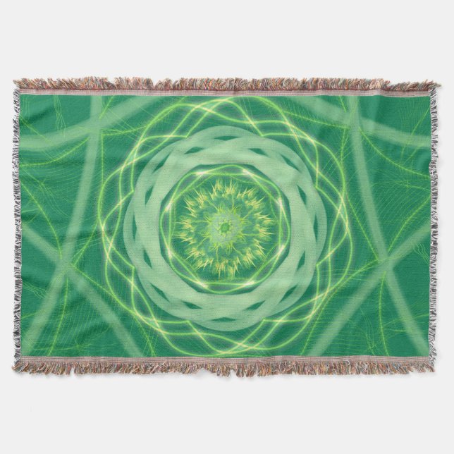Manta Mandalá Espirográfico Verde Radiante (Anverso)