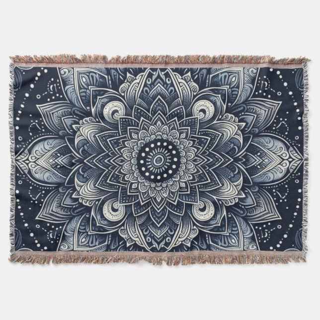 Manta Mandala Índigo  (Anverso)