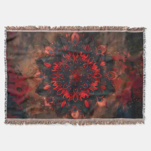 Manta Mandala oscura - Regalo gótico de Boho (Anverso)