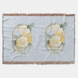 Manta Mandalas azul claro, rosa y blanco inmaculados