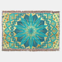Manta Mandalas de Flor de Oro Azul