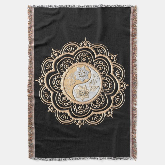 Manta Mandalas de oro y plata (Frente vertical)