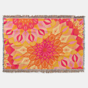 Manta Mandalas superpuestas naranja rosa amarillo