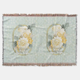 Manta Mandalas verdes, amarillas y blancas sin foco