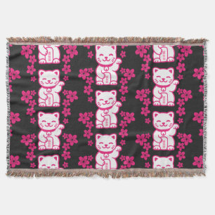Manta Maneki-neko japonés rosado