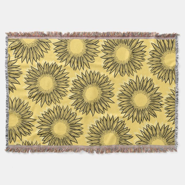 Manta Mano floral de girasol rústico (Anverso)