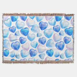 Manta "Manta de Corazón de Acuarela Azul"