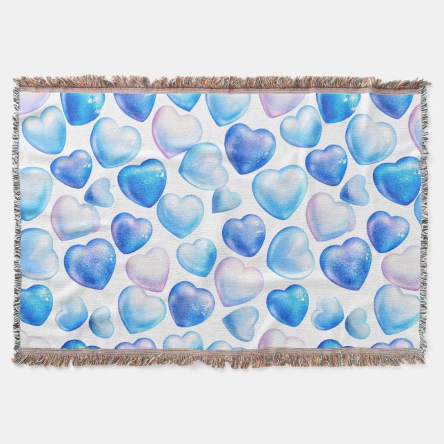 Manta "Manta de Corazón de Acuarela Azul" (Anverso)