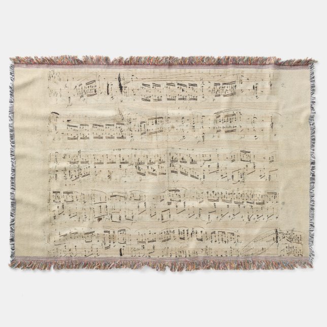 Manta Manuscrito de Chopin de música de hojas antiguas (Anverso)