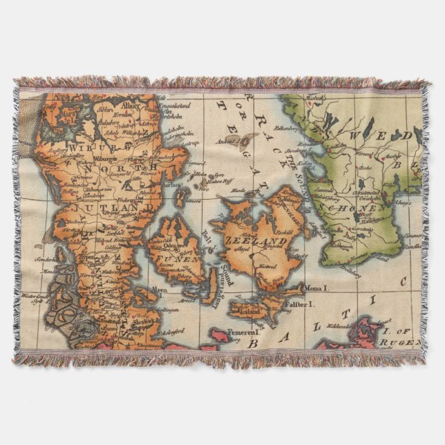 Manta Mapa antiguo antiguo inspirado (10) (Anverso)
