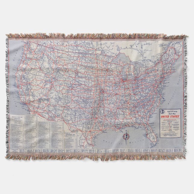 Manta Mapa de camino Estados Unidos (Anverso)