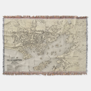 Manta Mapa de época de Gloucester Massachusetts (1873)