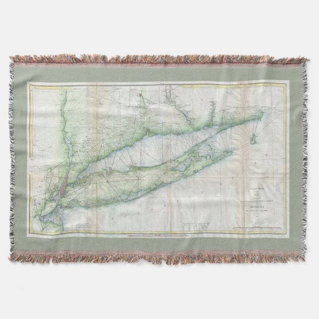 Manta Mapa de época de Long Island NY (1877) (Anverso)