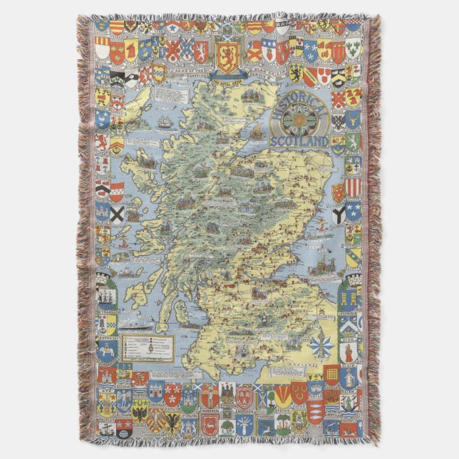 Manta Mapa de Escocia histórica (Frente vertical)
